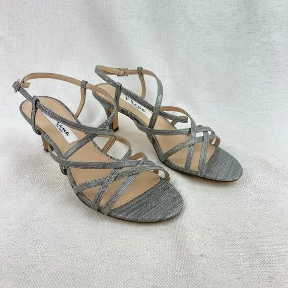 Nina | Shoes | Nina Neptune Metallic Silver Evening Strappy Womens Silver  Dress Sandals 75m | Poshmark